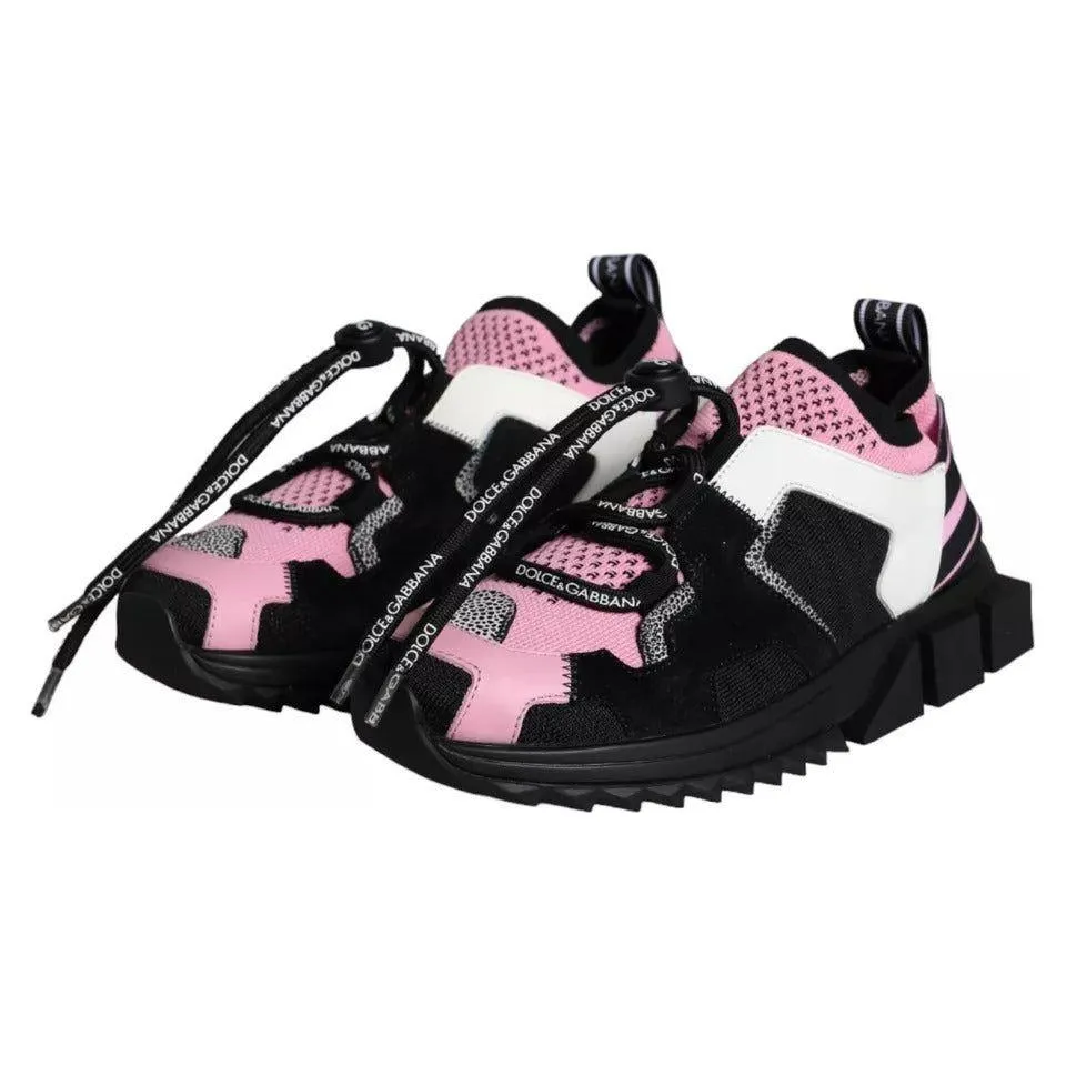 Dolce & Gabbana Black Pink Mesh Sorrento Trekking Sneakers Shoes