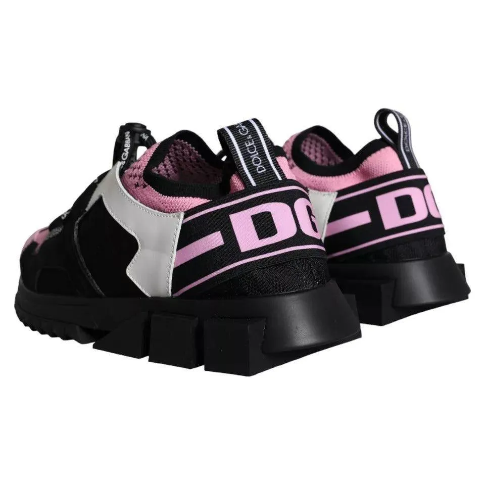 Dolce & Gabbana Black Pink Mesh Sorrento Trekking Sneakers Shoes