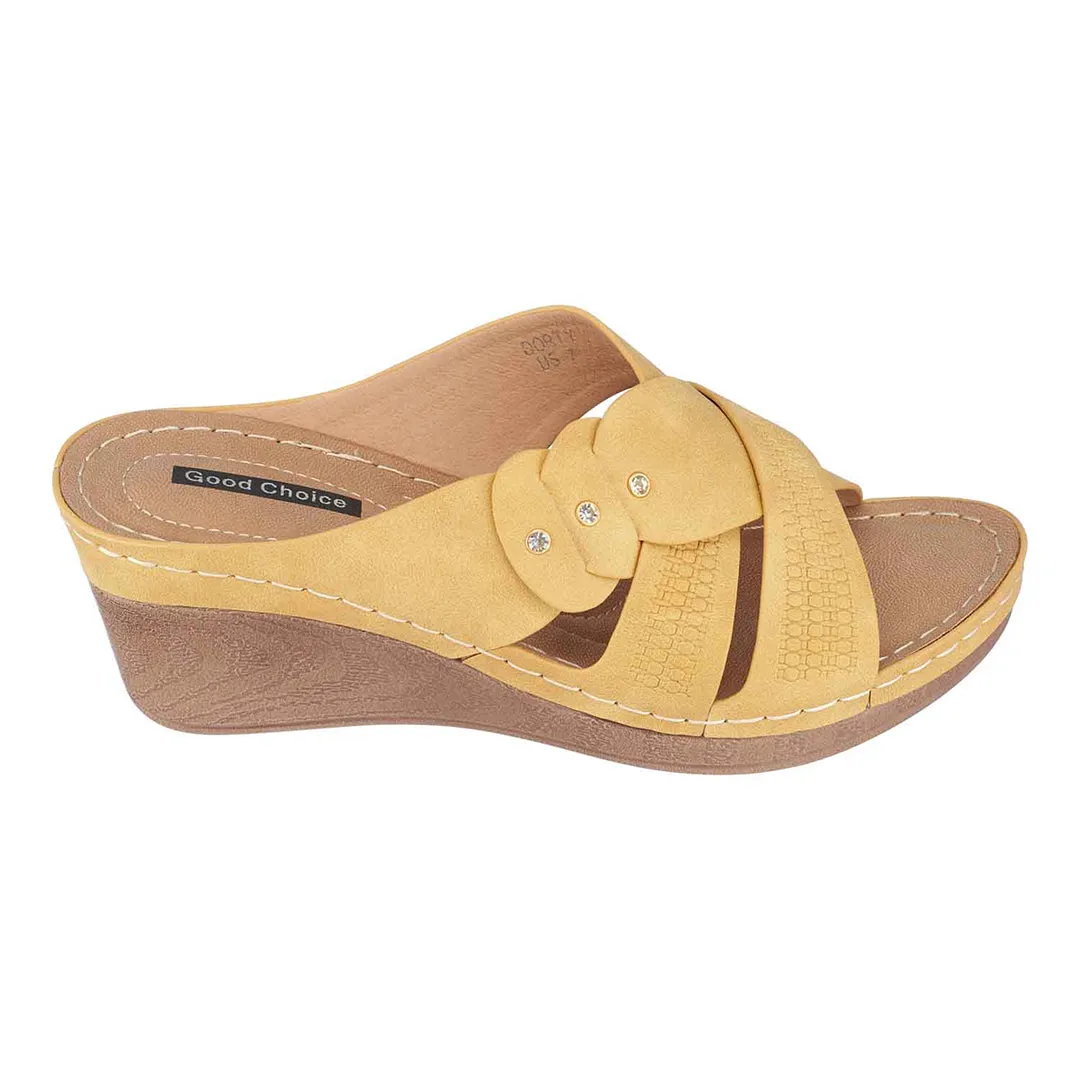 Dorty Yellow Wedge Sandals