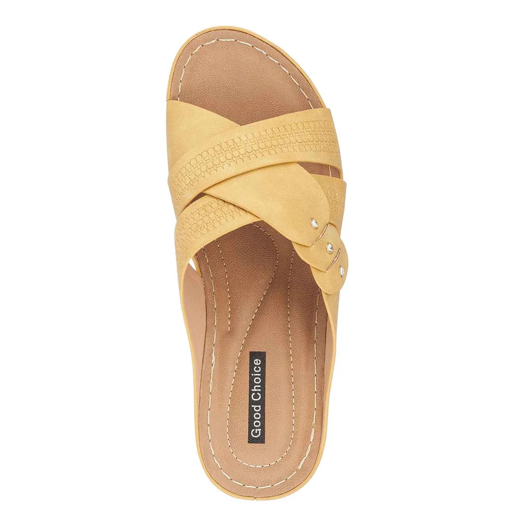 Dorty Yellow Wedge Sandals