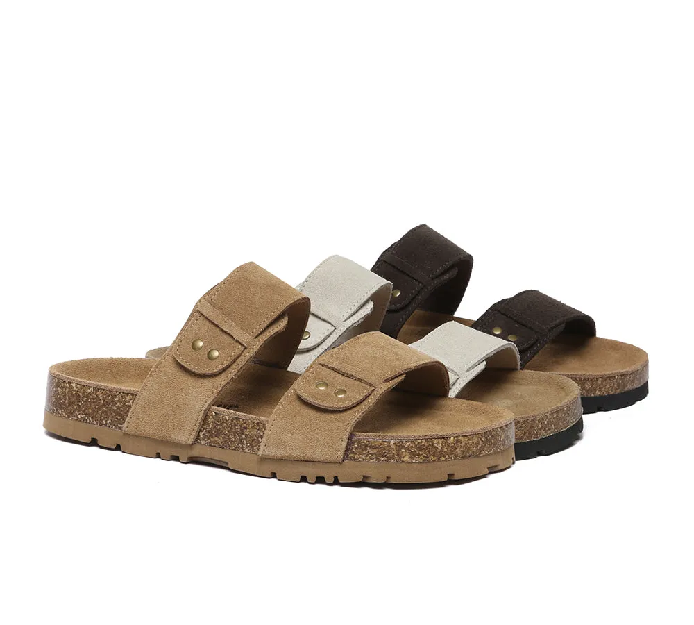 Double Straps Embossed Slip-on Summer Sandal Slides Aurelia