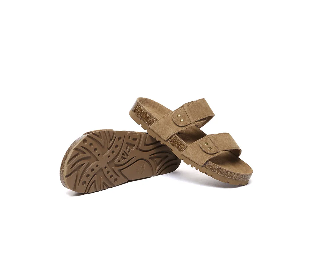 Double Straps Embossed Slip-on Summer Sandal Slides Aurelia