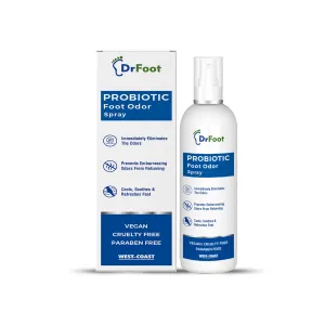 Dr Foot Probiotic Foot Unisex Odor Spray Helps To Remove Feet & Shoes Worst Odors, Cools, Soothes & Refreshes Feet With The Goodness Of Lemon Grass Oil, Tea Tree Oil - 100Ml