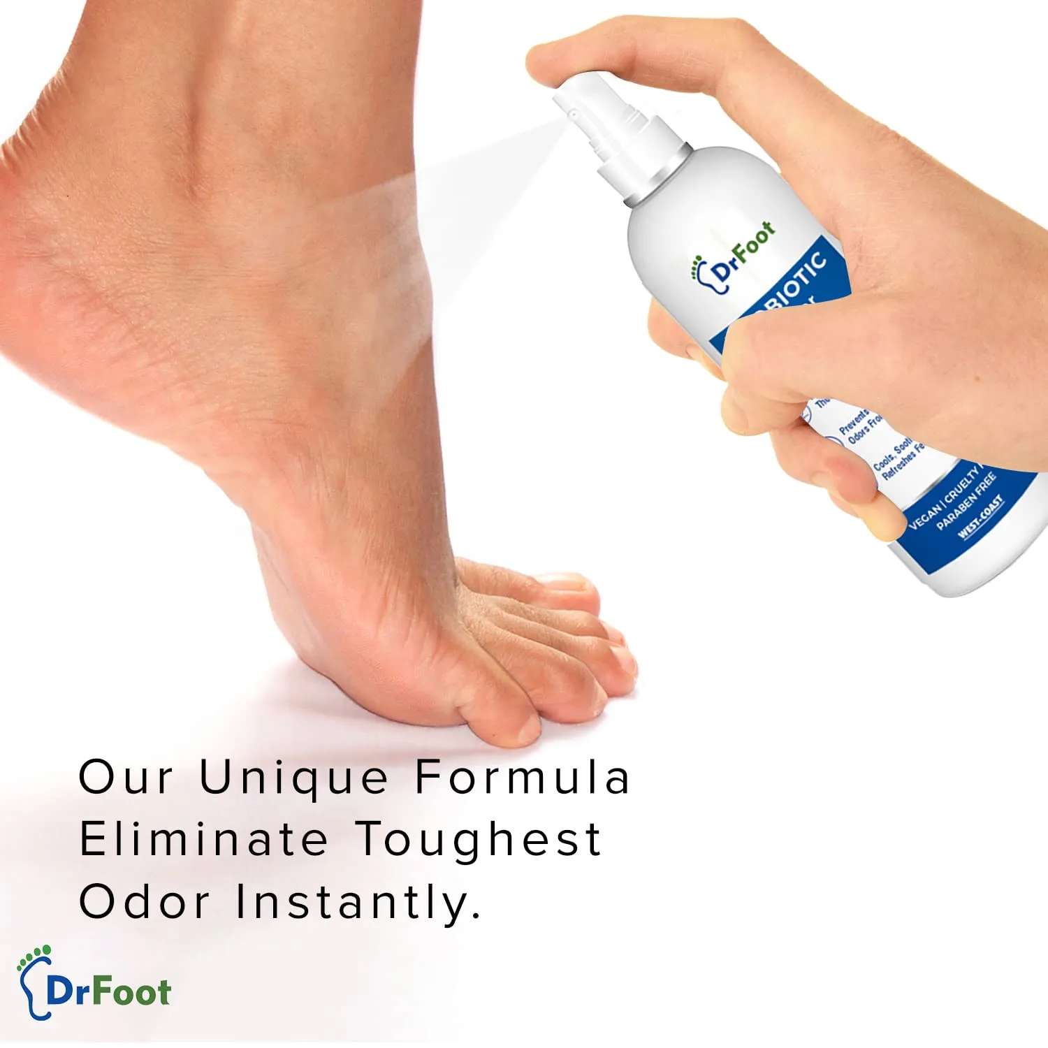 Dr Foot Probiotic Foot Unisex Odor Spray Helps To Remove Feet & Shoes Worst Odors, Cools, Soothes & Refreshes Feet With The Goodness Of Lemon Grass Oil, Tea Tree Oil - 100Ml