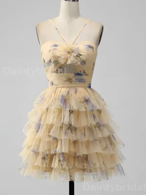 Elegant Halter A-line Tulle Short Homecoming Dresses Online, HD0711