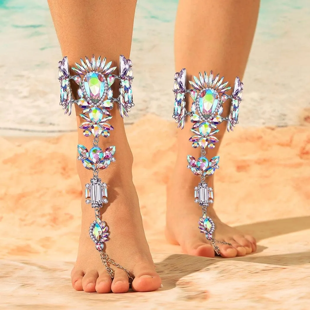 Exotic Rhinestone Bejeweled Beach Sandals (2 piece set)