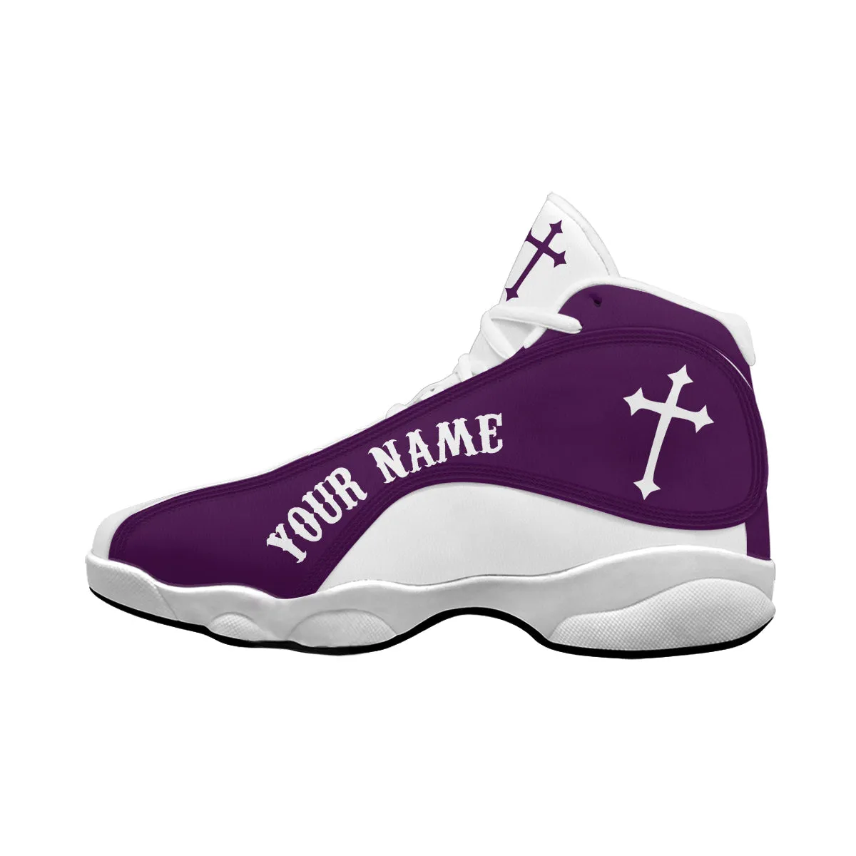 Faith Over Fear Personalized Purple Jesus Basketball Shoes For Men Women - Christian Shoes - Jesus Shoes - Unisex Basketball Shoes