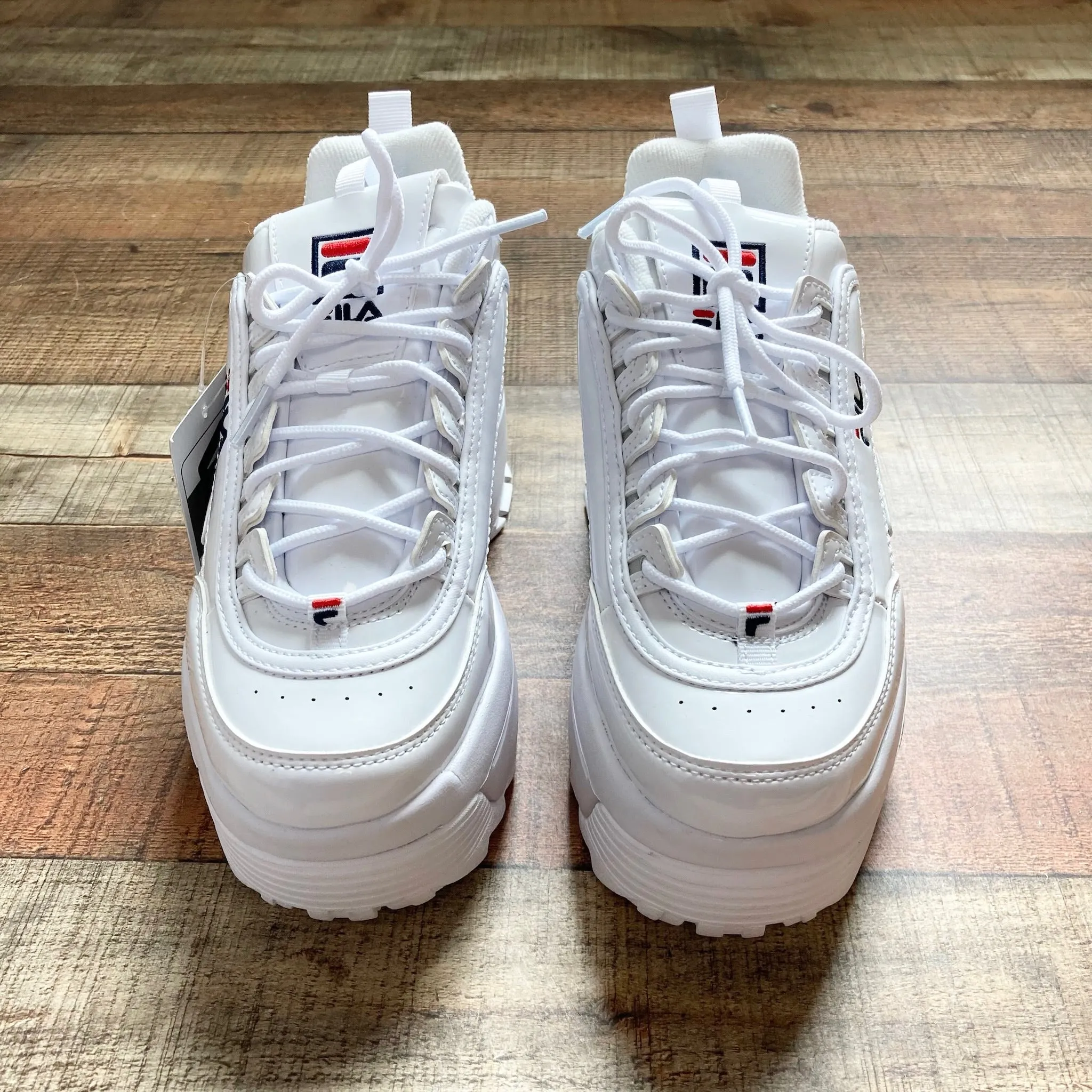 FILA White Disruptor Chunky Platform Wedge Sneakers NWT- Size 8