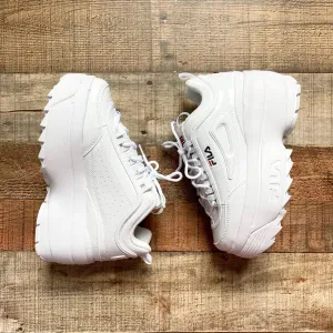 FILA White Disruptor Chunky Platform Wedge Sneakers NWT- Size 8