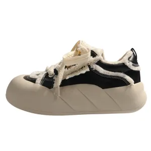 Fringe High Bubble Platform Lace Up Grunge Sneakers