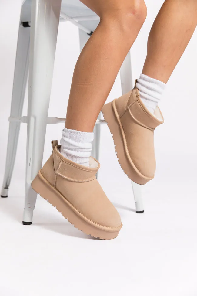 Georgia Light Beige Platform Mini Boots