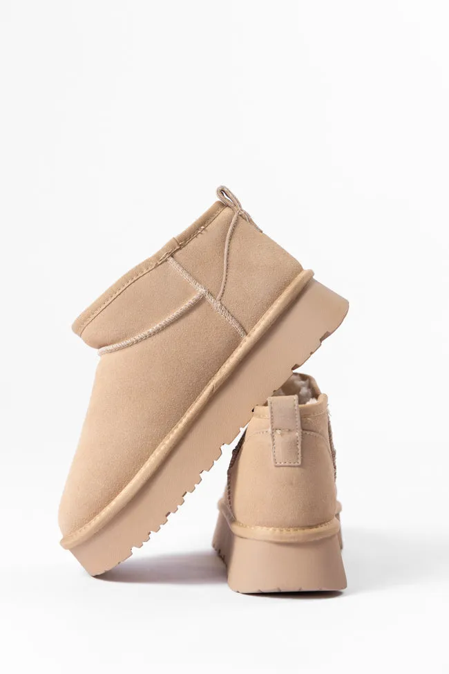 Georgia Light Beige Platform Mini Boots