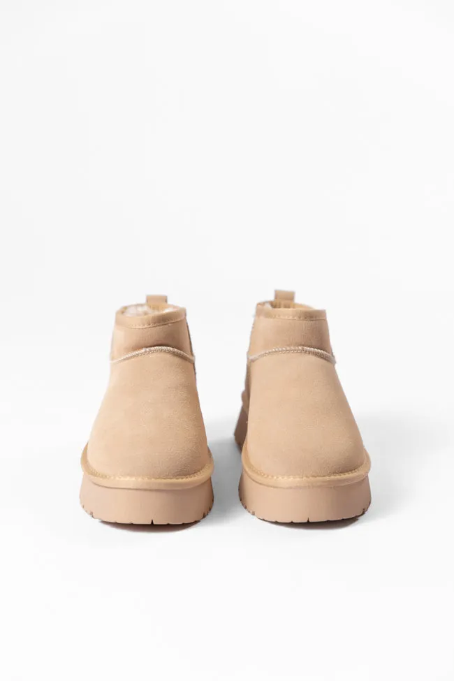 Georgia Light Beige Platform Mini Boots