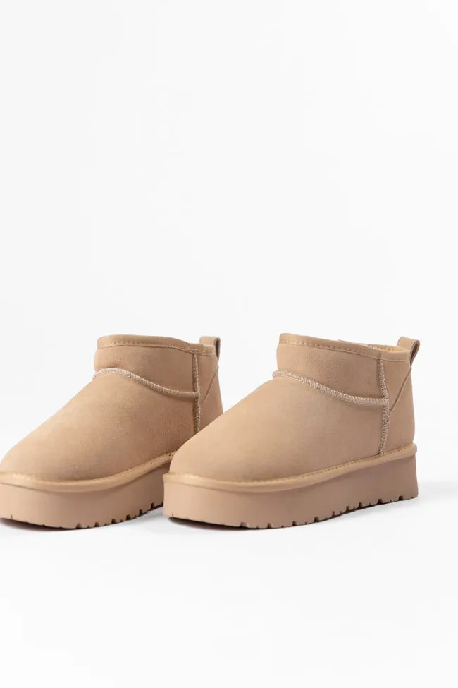 Georgia Light Beige Platform Mini Boots