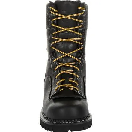 Georgia Men's Amp LT Logger 9" Comp Toe WP Work Boot - Black - GB00272