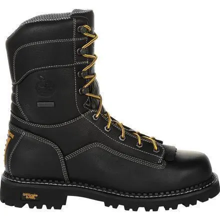 Georgia Men's Amp LT Logger 9" Comp Toe WP Work Boot - Black - GB00272