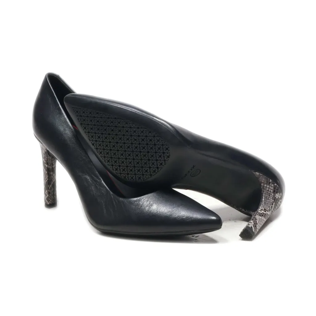 Geox High-Heel Shoes Leather Black Colour For Women