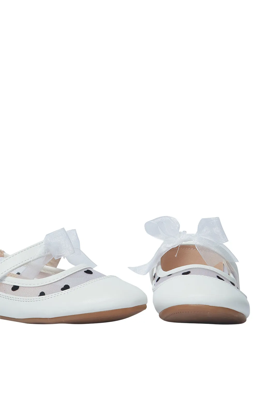 Girls White Bow Lace Ballerina Shoe