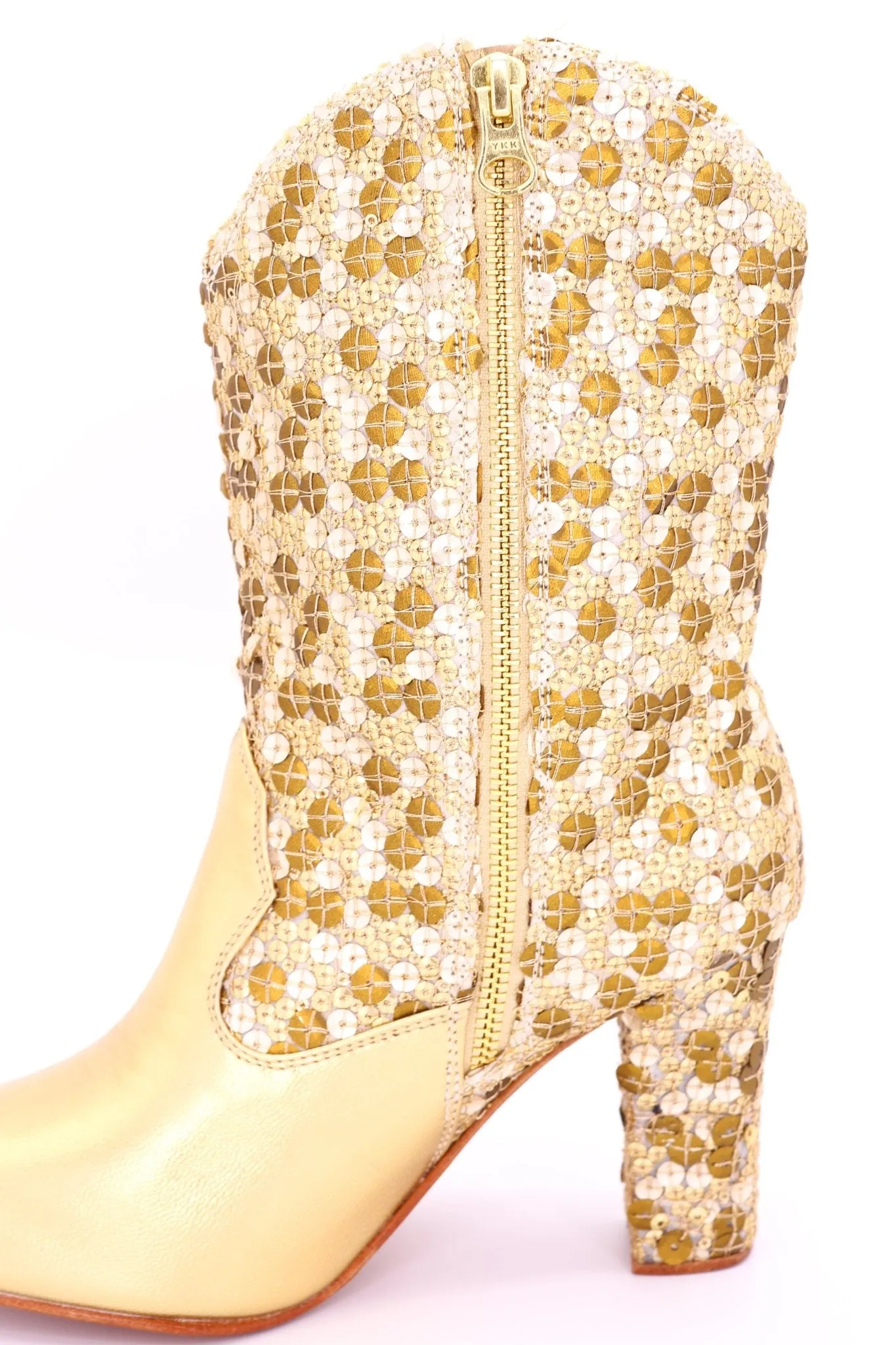 GOLD SEQUIN HEEL BOOTS ADRIENNE