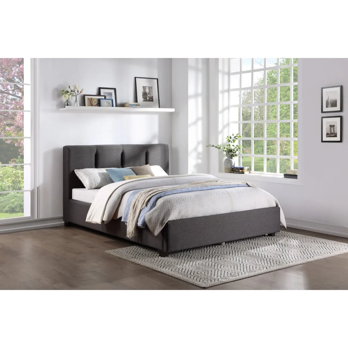 Graphite Full Platform Bed with Storage Footboard