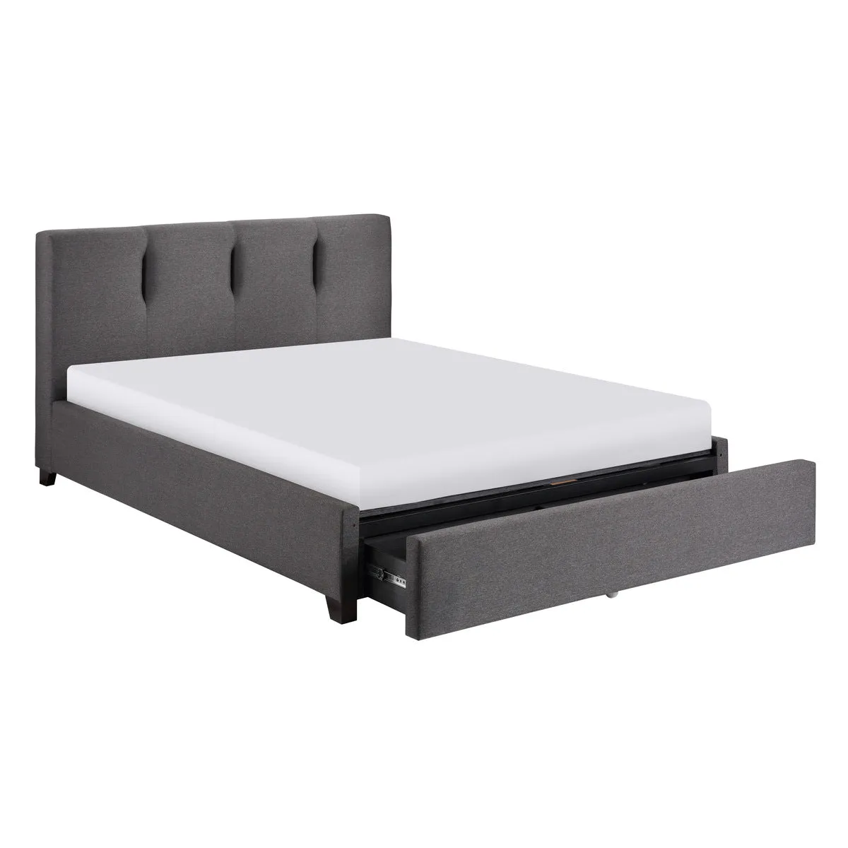 Graphite Full Platform Bed with Storage Footboard