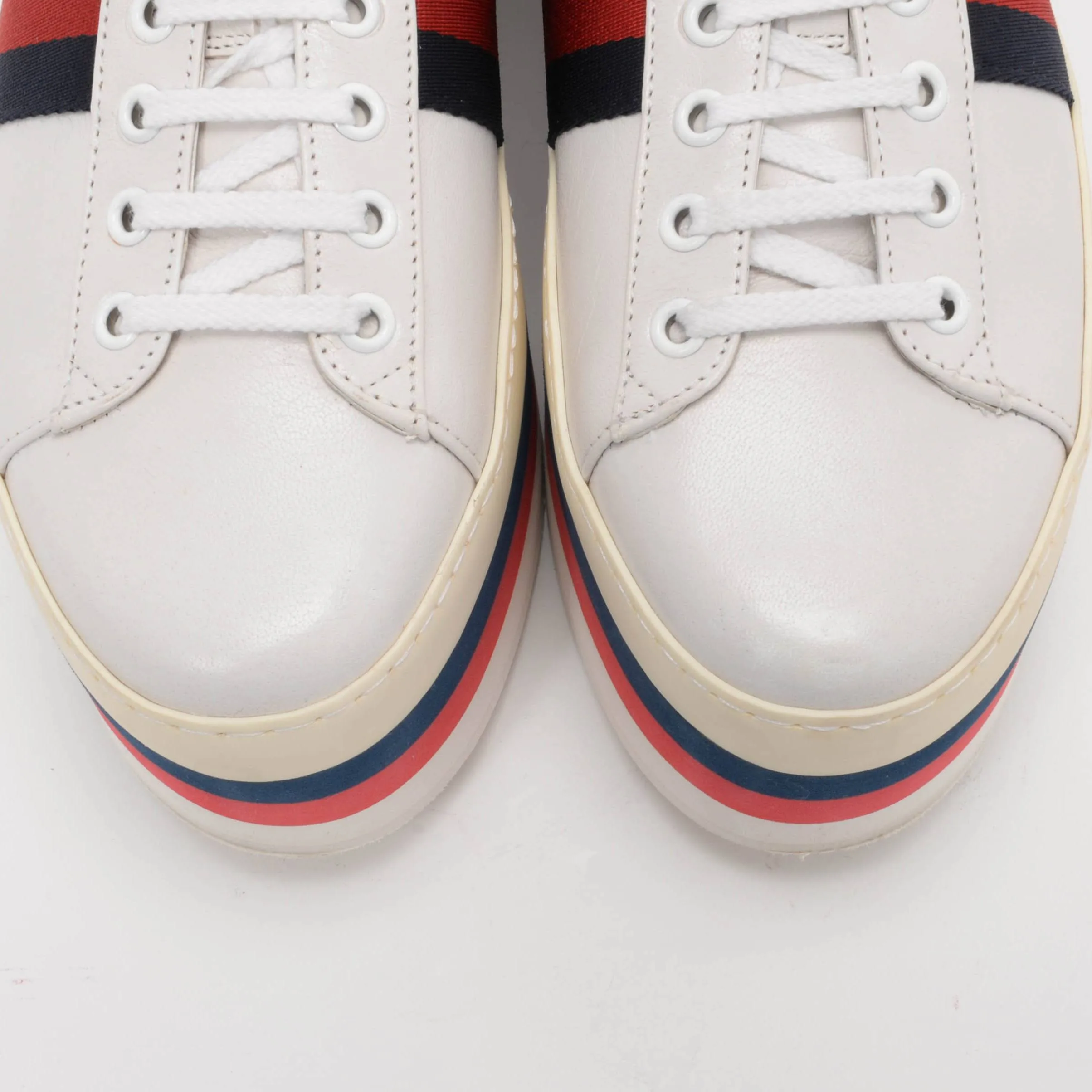 Gucci White Leather Peggy Platform Sneakers 39