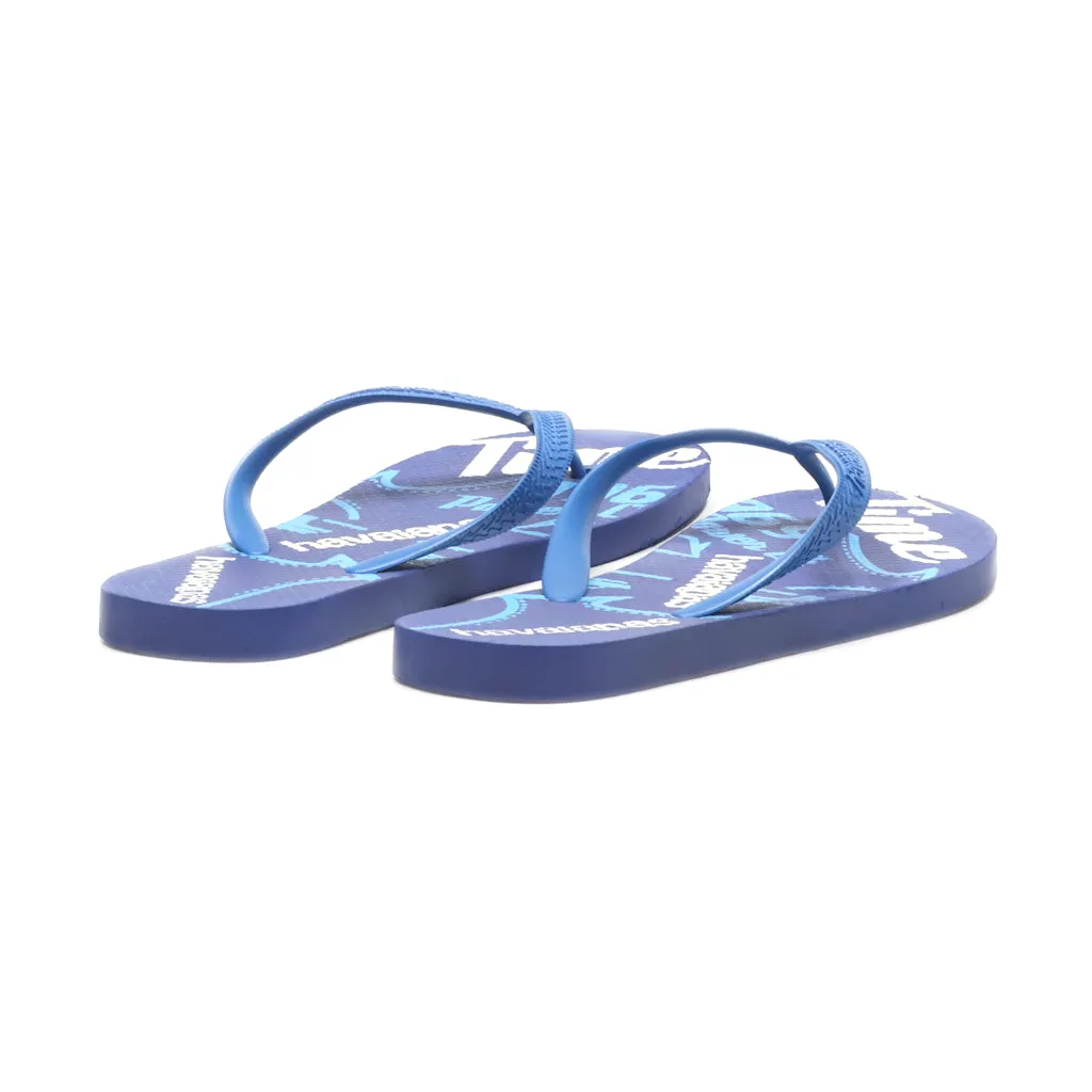 Havaianas Typography Print Slippers Rubber Blue Colour For Women