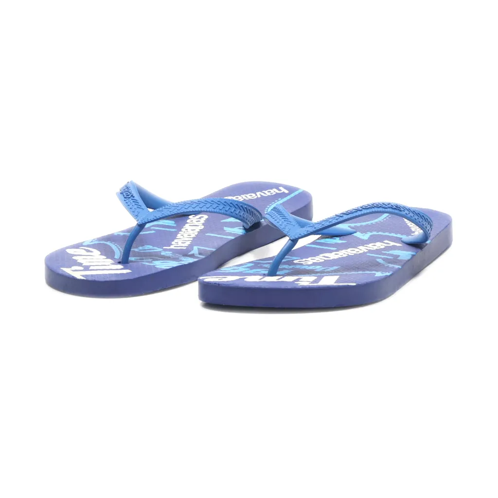 Havaianas Typography Print Slippers Rubber Blue Colour For Women