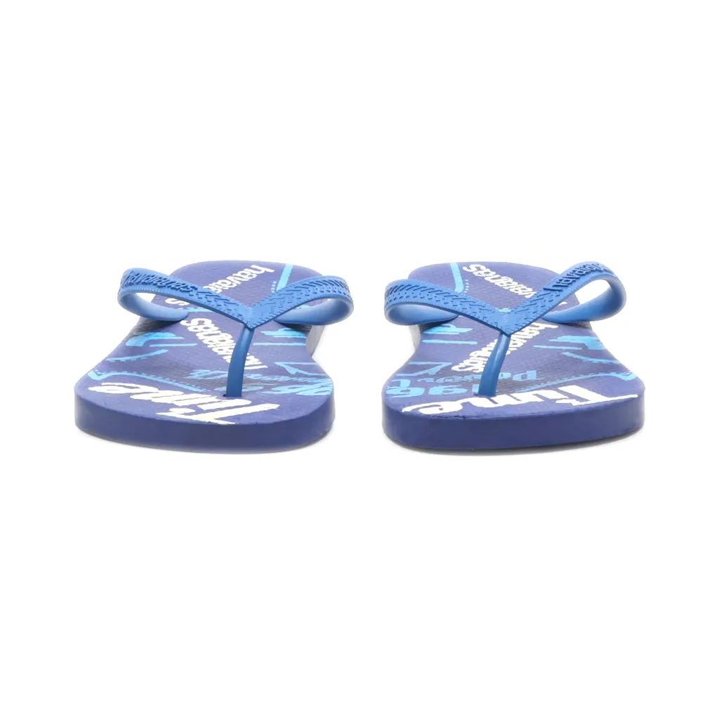 Havaianas Typography Print Slippers Rubber Blue Colour For Women