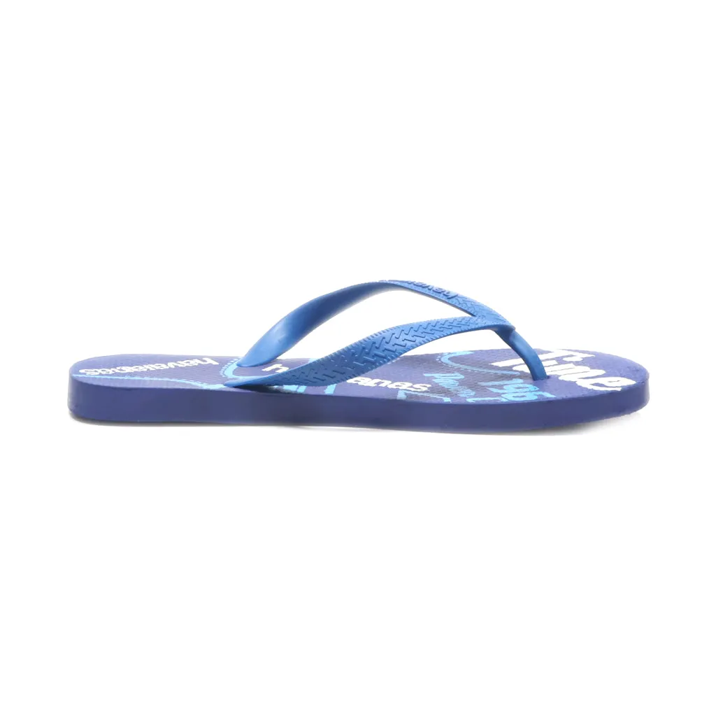 Havaianas Typography Print Slippers Rubber Blue Colour For Women