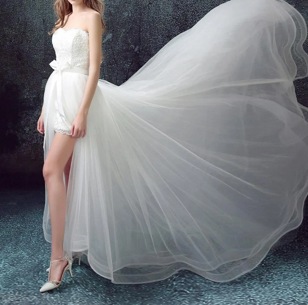 High Low wedding dress with  Detachable skirt