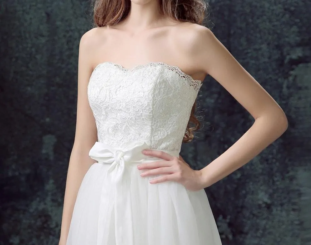 High Low wedding dress with  Detachable skirt