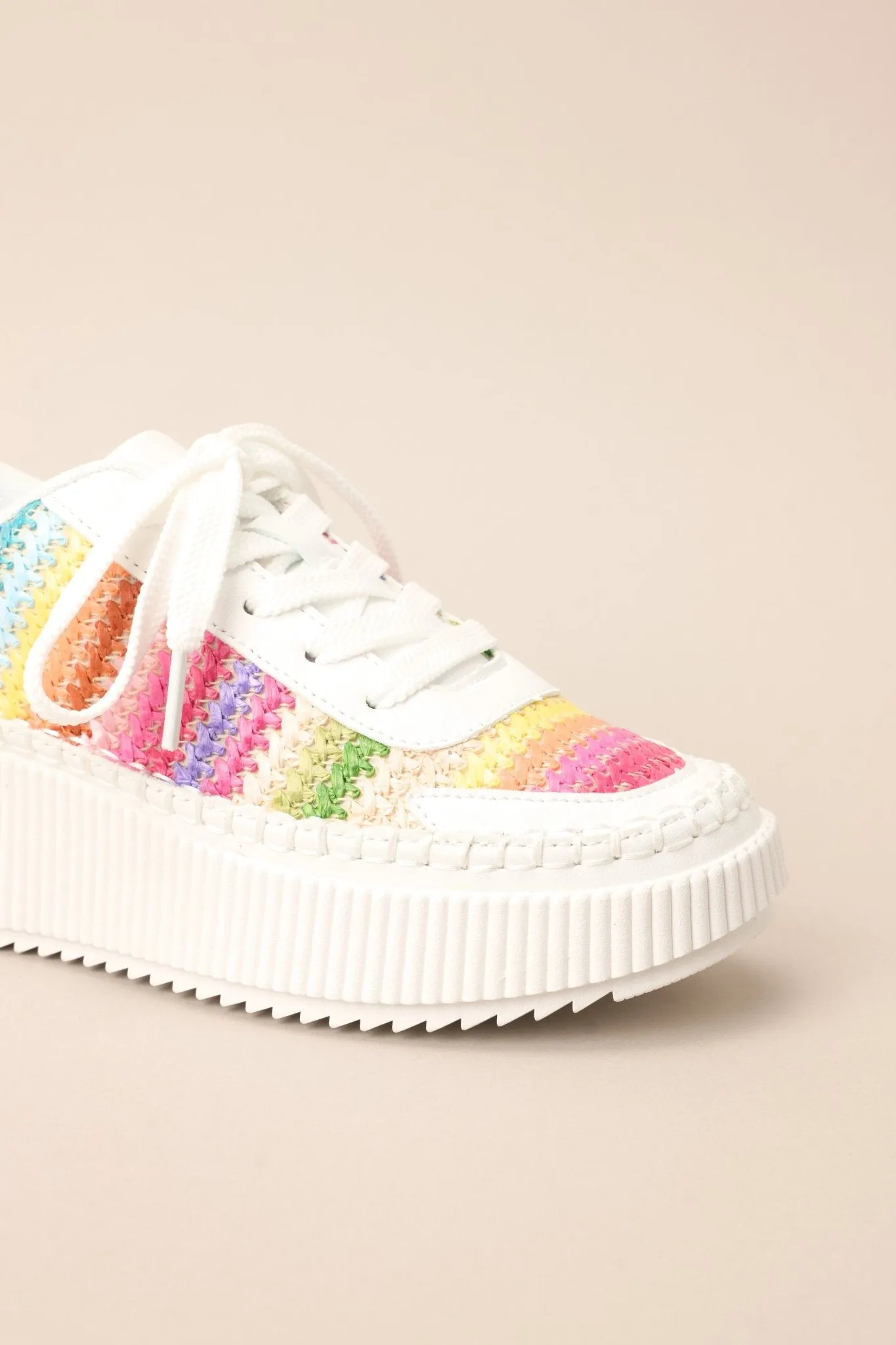 I Deserve Happiness Rainbow Knitted Platform Sneakers