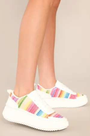 I Deserve Happiness Rainbow Knitted Platform Sneakers