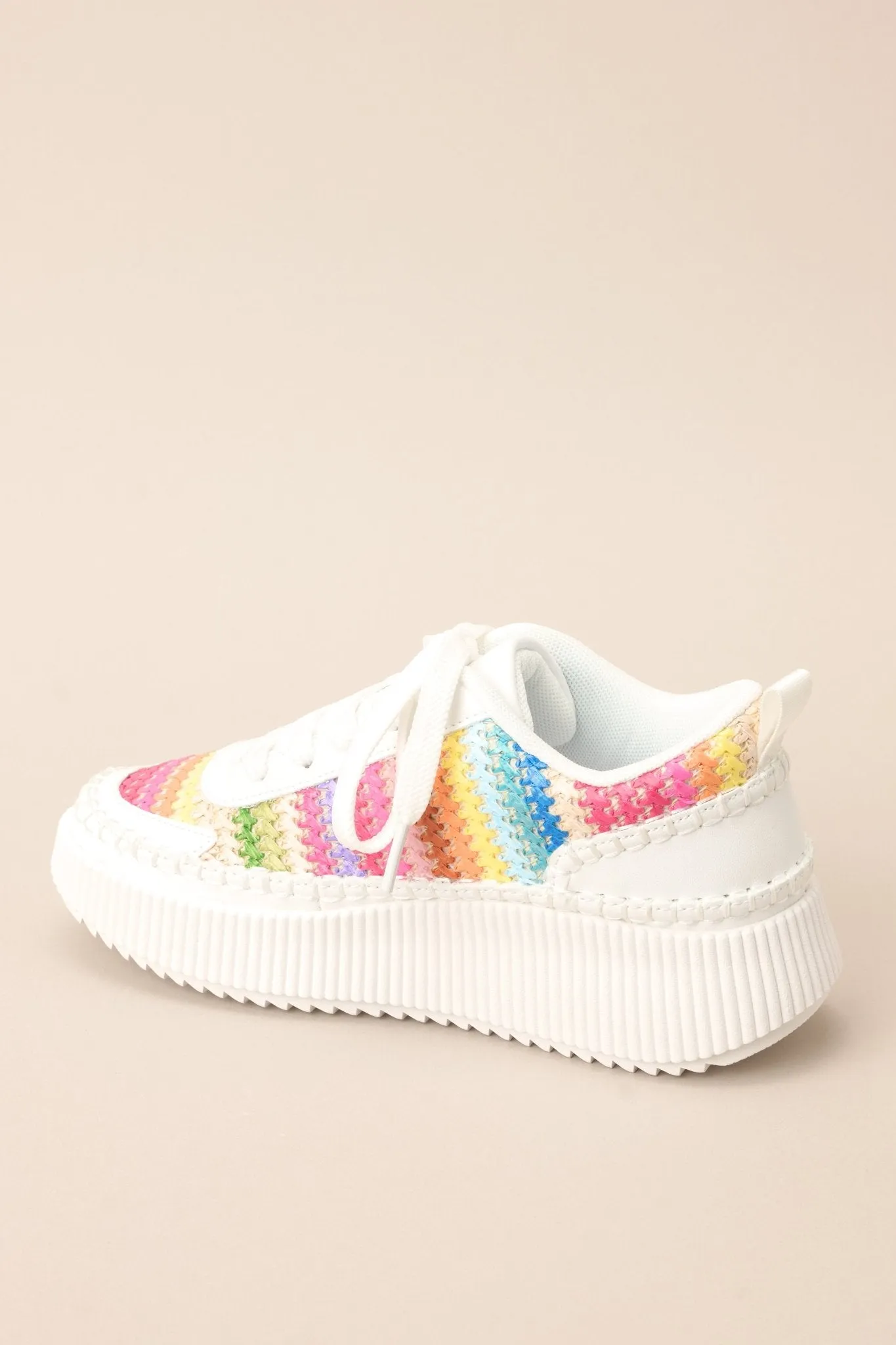 I Deserve Happiness Rainbow Knitted Platform Sneakers