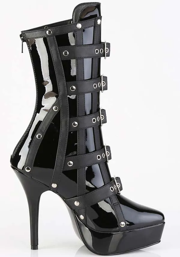 Indulge-1038 [Black Patent] | PLATFORM BOOTS [PREORDER]