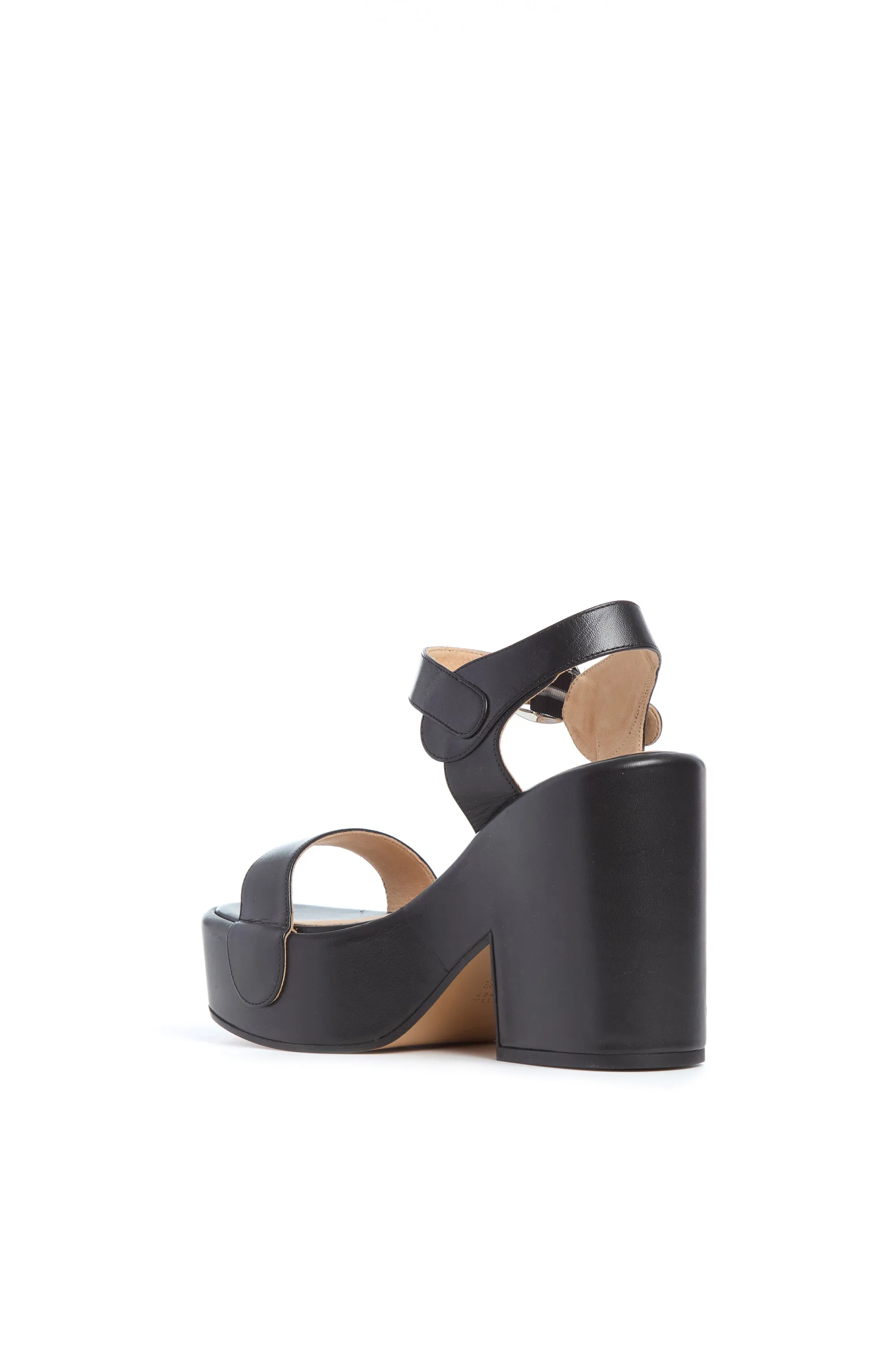 Iris Platform Sandal in Black Nappa Leather