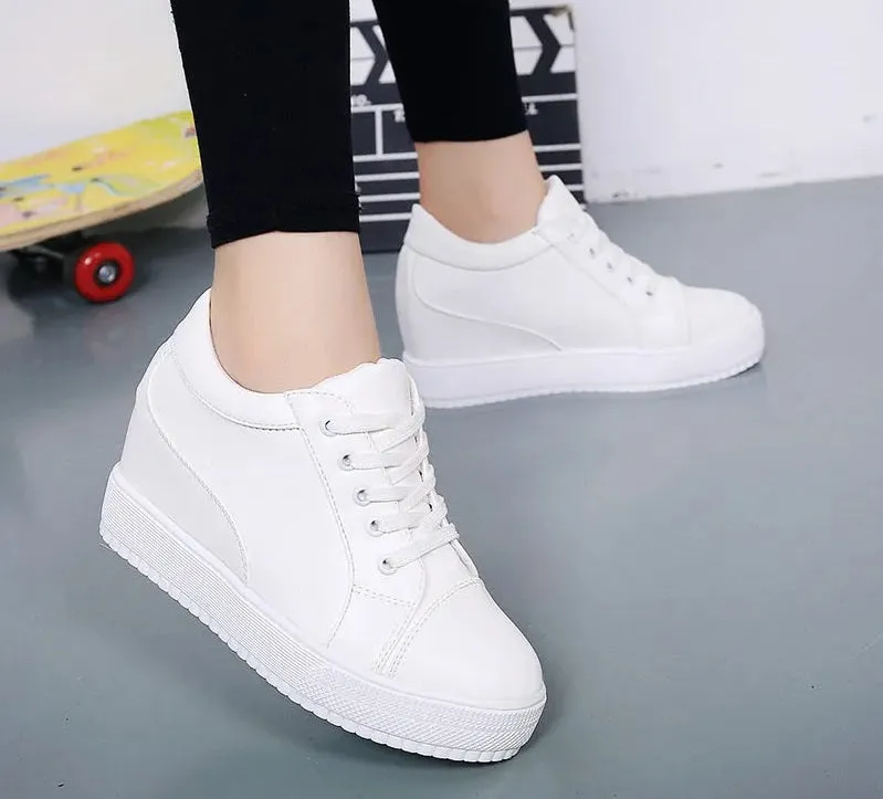 Joskaa 2024 New White Wedge Platform Sneakers