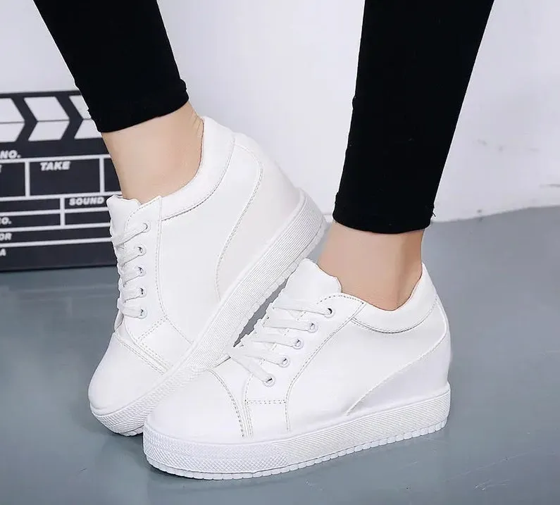 Joskaa 2024 New White Wedge Platform Sneakers