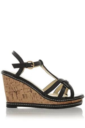 JUNE Black Cork Wedges