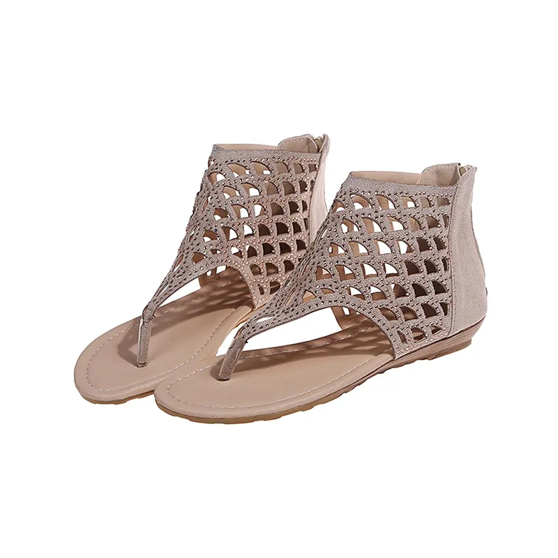 Ladies Gladiator Sandals Zipper Open Toe Womens Summer Flip Flop Roman Shoes