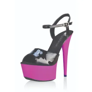 Lapdance UV Reactive Pink Platform Sandals Quick Release