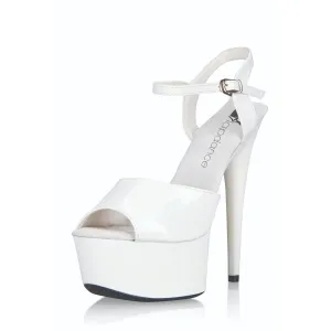 Lapdance White Exotic Dancer Platform Sandals Quick Release