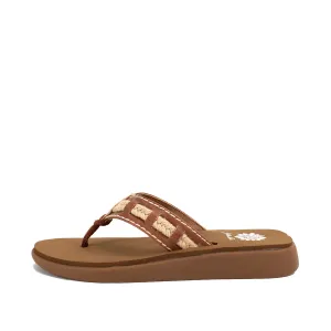 Leather and Jute Woven Flip Flop Sandal | Yellowbox | Gramedia - Tan