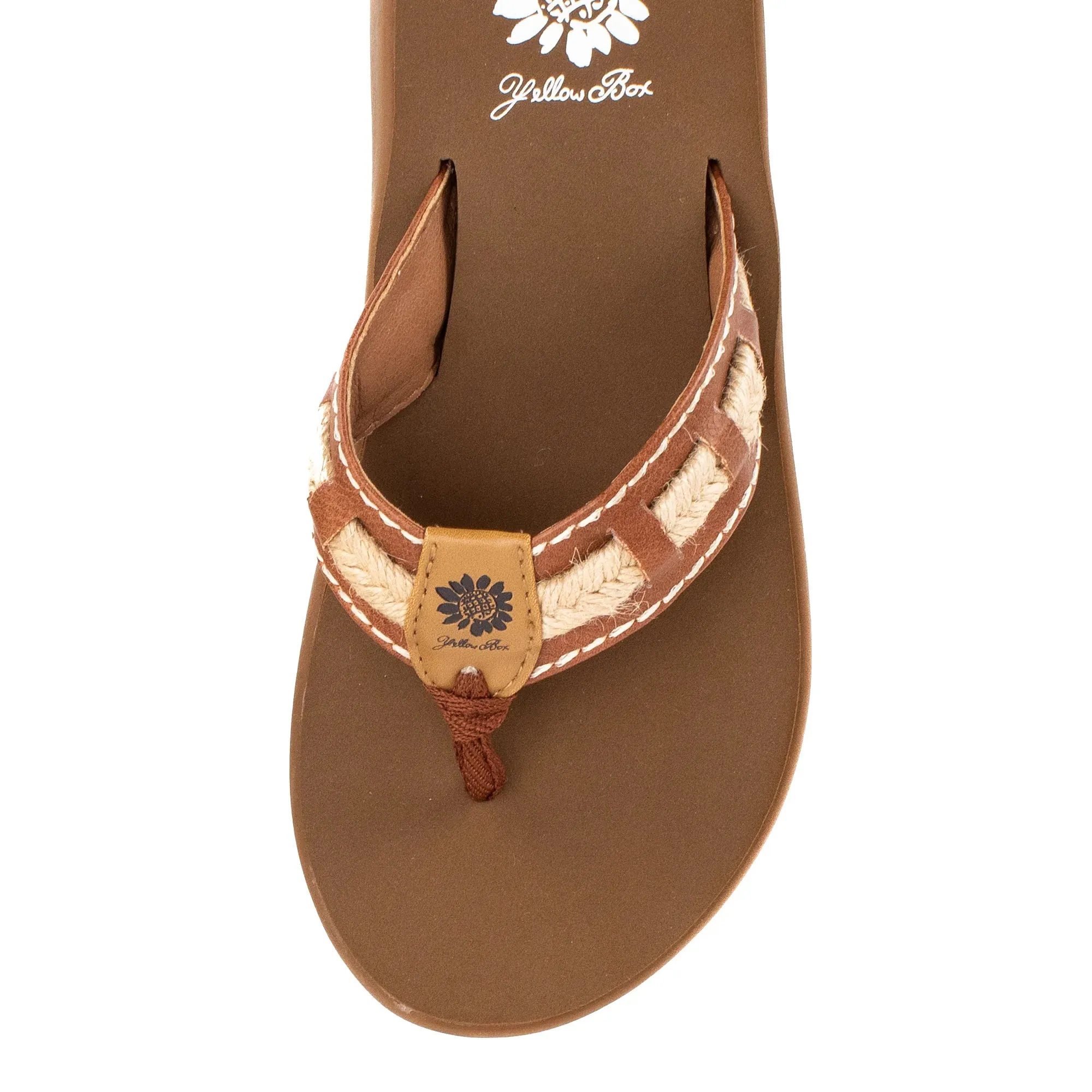 Leather and Jute Woven Flip Flop Sandal | Yellowbox | Gramedia - Tan