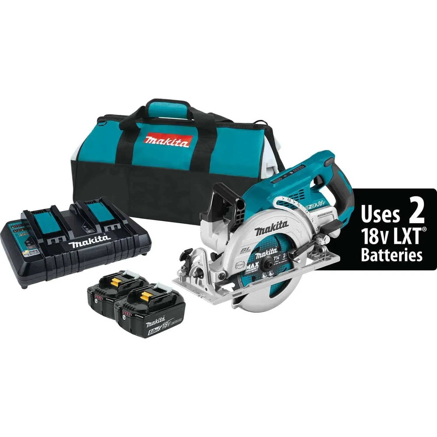 Makita 36V (18V X2) LXT‚® 7-1/4" Brushless Rear Handle Circular Saw Kit, 5.0Ah