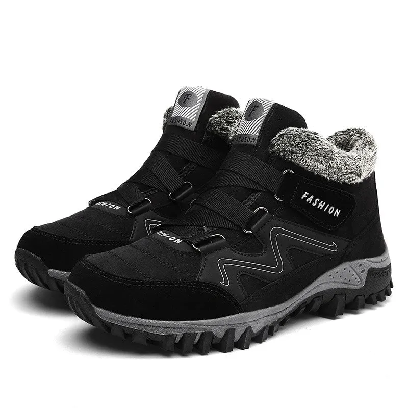 Man's winter thermal velvet velcro buckle trendy joker hiking sneakers