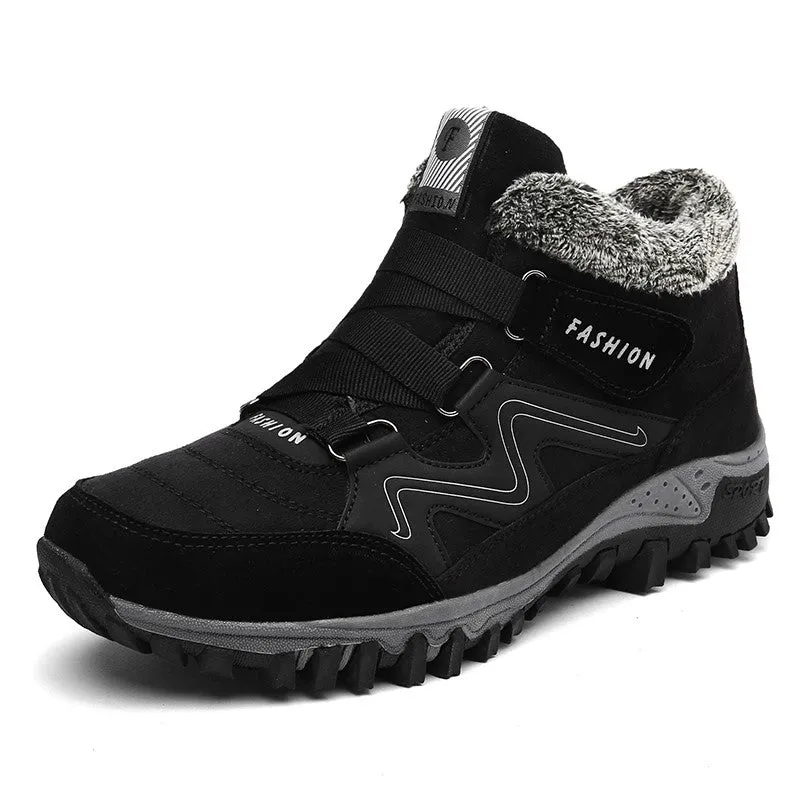 Man's winter thermal velvet velcro buckle trendy joker hiking sneakers