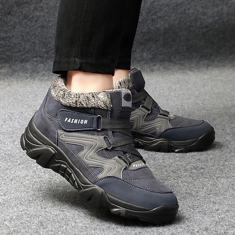 Man's winter thermal velvet velcro buckle trendy joker hiking sneakers