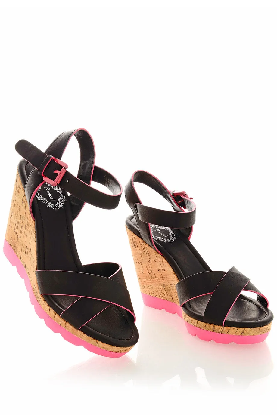 MAURINE Neon Fuchsia Wedges